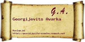 Georgijevits Avarka névjegykártya
